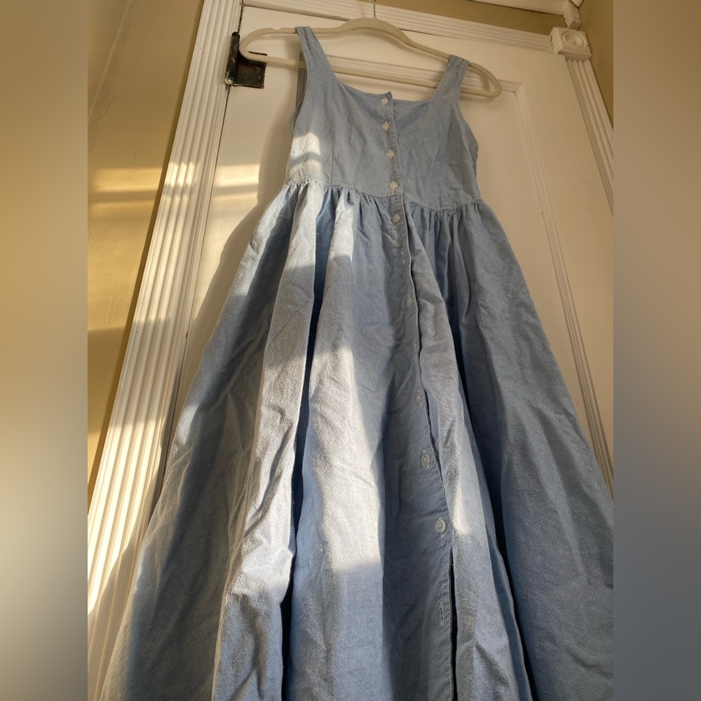 Adorable Vintage Denim High Waisted Midi Dress - Picture 4 of 8